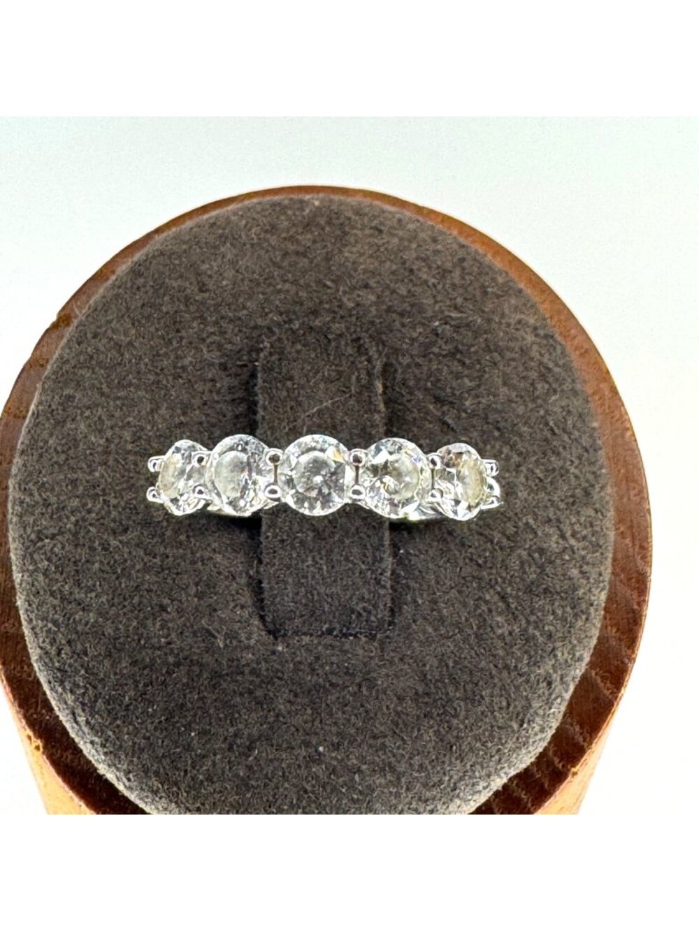 Solid Sterling Silver 925 Round Cubic Zirconia Prong Set Band Ring Size 6